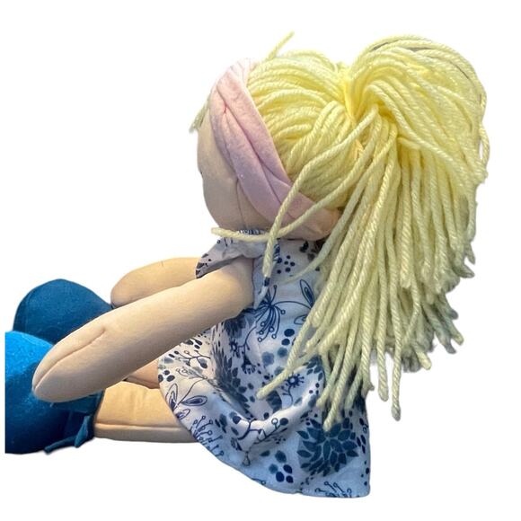 Baby Gund Doll Plush Floral Dress Embroidered Nursery Decor Shower Gift Blue 13" - Picture 8 of 12